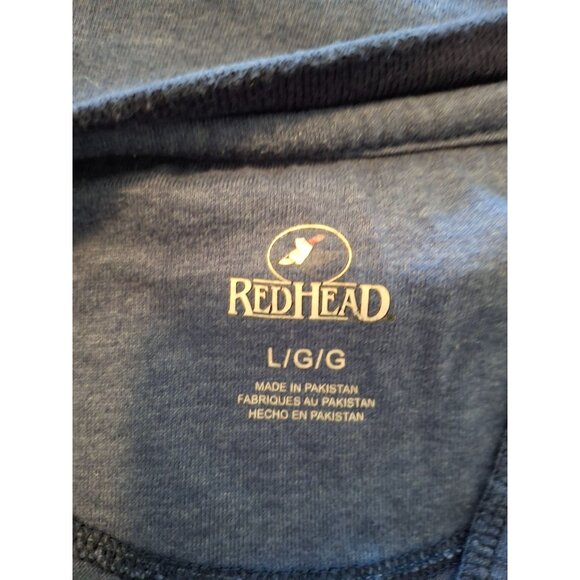 RedHead Henley Shirt Large Blue Black Long Sleeve Two Tone Grunge Casual - Picture 4 of 8